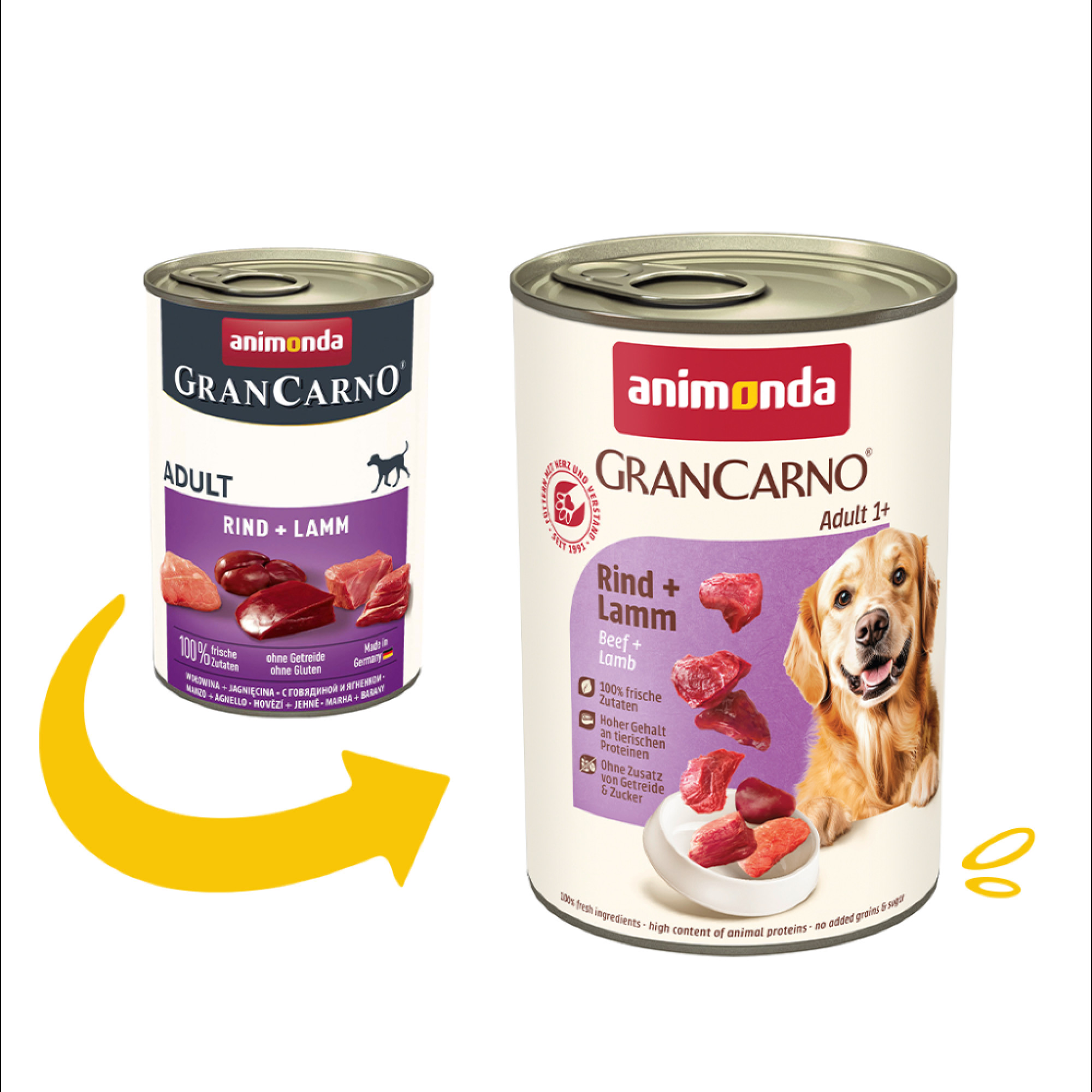 Корм вологий GranCarno Adult Beef Lamb для дорослих собак з яловичиною і ягнятиною 400 г
