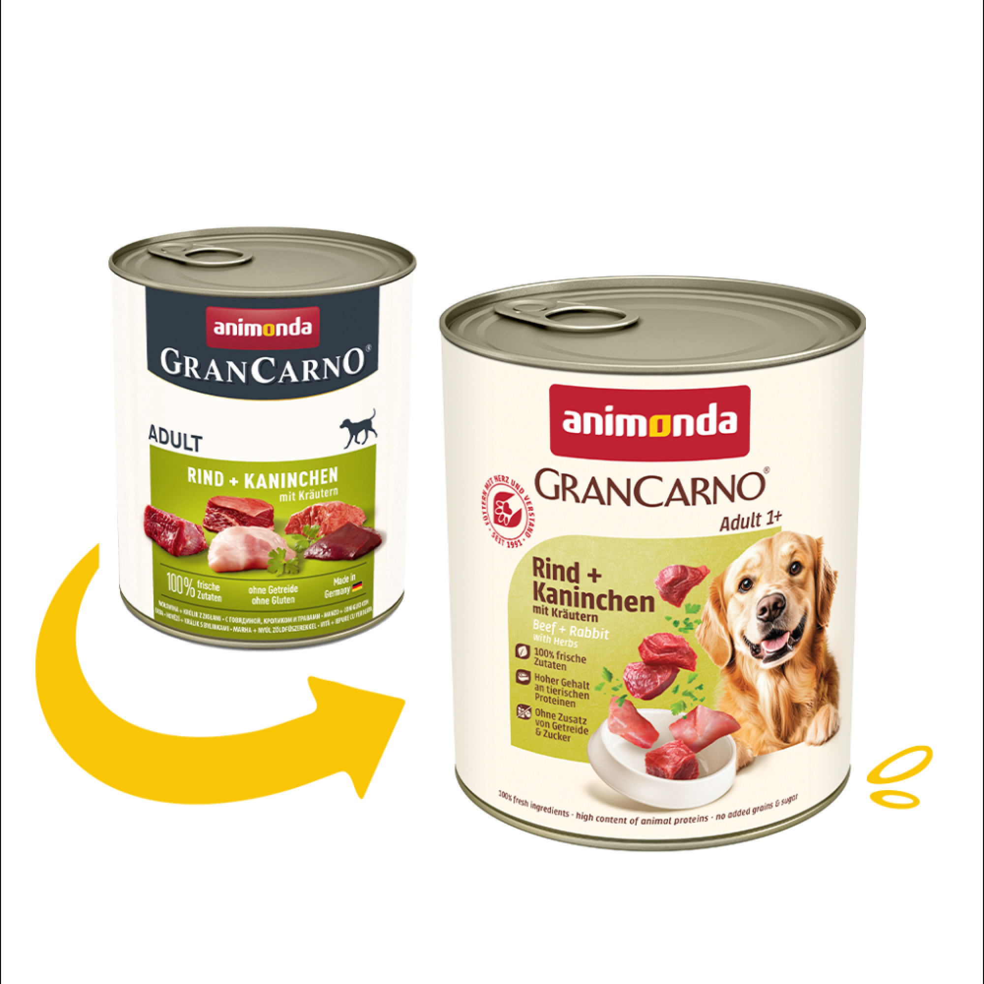 Корм вологий GranCarno Adult Beef Rabbit with Herbs для дорослих собак з яловичиною кроликом і травами 800 г
