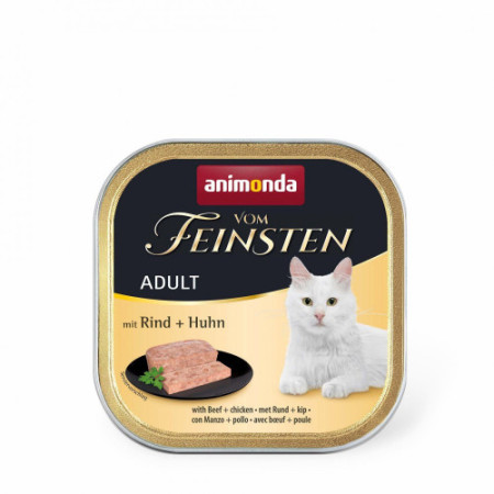 Корм вологий Vom Feinsten Adult with Beef Chicken для котів з яловичиною і куркою 100 г Корм вологий Vom Feinsten Adult with Beef Chicken для котів з яловичиною і куркою 100 г