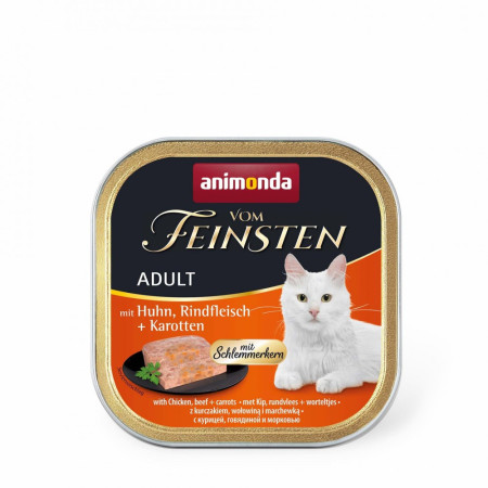 Корм вологий Vom Feinsten Adult with Chicken Beef Carrots для котів з куркою яловичиною та морквою 100 г Корм вологий Vom Feinsten Adult with Chicken Beef Carrots для котів з куркою яловичиною та морквою 100 г