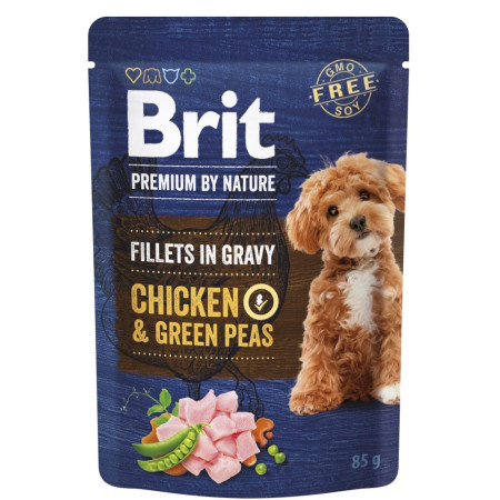 Brit Premium Fillets in Gravy Chicken and Green Peas: Філе курки та зелений горошок у соусі для собак малих порід, 85 г Brit Premium Fillets in Gravy Chicken and Green Peas: Філе курки та зелений горошок у соусі для собак малих порід, 85 г