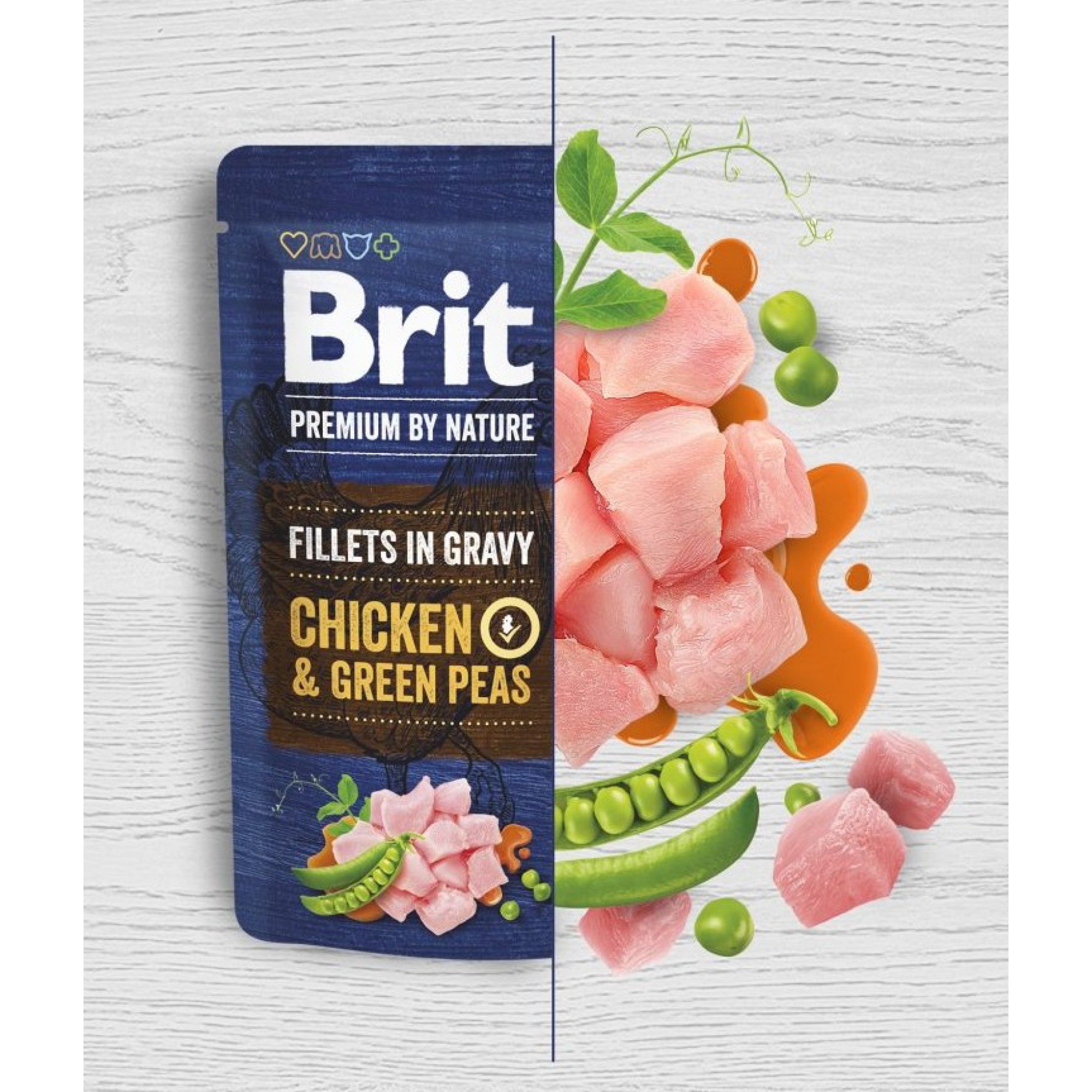 Brit Premium Fillets in Gravy Chicken and Green Peas: Філе курки та зелений горошок у соусі для собак малих порід, 85 г