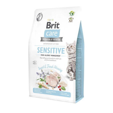 Brit Care Cat Grain-Free Sensitive Insect & Fresh Herring — повнораціонний беззерновий сухий корм для дорослих котів з чутливим травленням та харчовою непереносимістю, 2 кг Brit Care Cat Grain-Free Sensitive Insect & Fresh Herring — повнораціонний беззерновий сухий корм для дорослих котів з чутливим травленням та харчовою непереносимістю, 2 кг