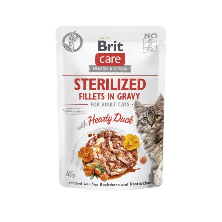 Brit Care Cat Fillets in Gravy Sterilized з качкою – вологий корм суперпреміум-класу для стерилізованих котів Brit Care Cat Fillets in Gravy Sterilized з качкою – вологий корм суперпреміум-класу для стерилізованих котів