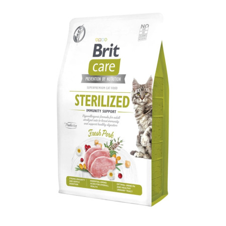 Brit Care Cat Grain Free Sterilized Immunity Support — повнораціонний беззерновий сухий корм для стерилізованих котів зі свіжою свининою та пребіотиками, 7 кг Brit Care Cat Grain Free Sterilized Immunity Support — повнораціонний беззерновий сухий корм для стерилізованих котів зі свіжою свининою та пребіотиками, 7 кг