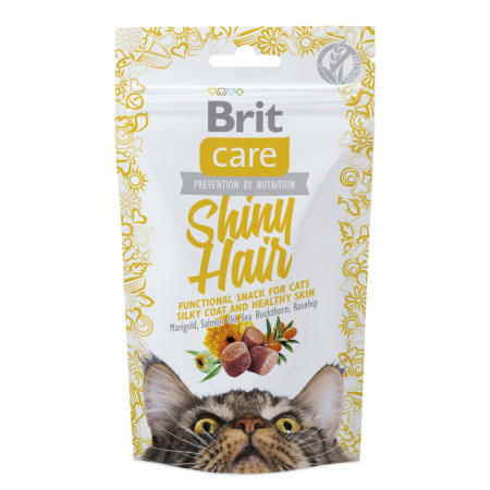 Функціональні ласощі Brit Care Cat Snack Shiny Hair: Здорова шкіра та блискуча шерсть з лососем для котів, 50 г Функціональні ласощі Brit Care Cat Snack Shiny Hair: Здорова шкіра та блискуча шерсть з лососем для котів, 50 г