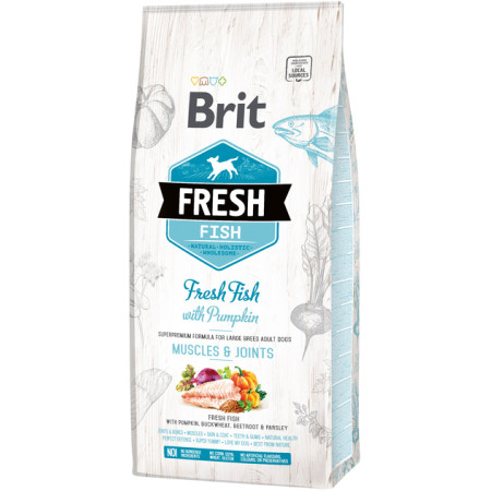 Brit Fresh Fish & Pumpkin Adult Large: Риба та гарбуз для дорослих собак великих порід (м'язи та суглоби), 12 кг