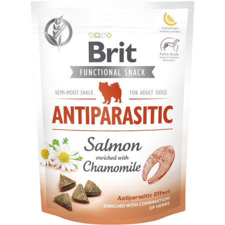 Ласощі Brit Care Functional Snack Antiparasitic Salmon: Напіввологі снеки з лососем для антипаразитарного ефекту, 150 г Ласощі Brit Care Functional Snack Antiparasitic Salmon: Напіввологі снеки з лососем для антипаразитарного ефекту, 150 г