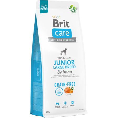 Brit Care Grain Free Junior Large Breed Salmon & Potato – Повнораціонний беззерновий сухий корм з лососем та картоплею для цуценят та юніорів великих порід, 12 кг Brit Care Grain Free Junior Large Breed Salmon & Potato – Повнораціонний беззерновий сухий корм з лососем та картоплею для цуценят та юніорів великих порід, 12 кг