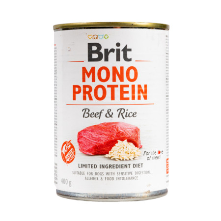 Brit Mono Protein Dog з яловичиною та рисом – Повнораціонний монопротеїновий вологий корм з яловичиною та рисом для собак з чутливим травленням, 400 г Brit Mono Protein Dog з яловичиною та рисом – Повнораціонний монопротеїновий вологий корм з яловичиною та рисом для собак з чутливим травленням, 400 г