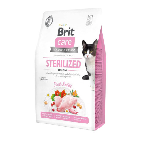 Brit Care Cat Grain-Free Sterilized Sensitive — повнораціонний беззерновий сухий корм для стерилізованих дорослих котів із чутливим травленням, 7 кг Brit Care Cat Grain-Free Sterilized Sensitive — повнораціонний беззерновий сухий корм для стерилізованих дорослих котів із чутливим травленням, 7 кг