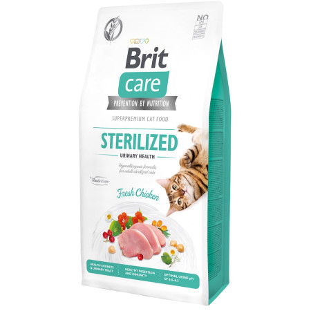 Brit Care Cat Grain-Free Sterilized Urinary Health — повнораціонний беззерновий сухий корм для стерилізованих дорослих котів для підтримки здоров'я сечовидільної системи, 7 кг Brit Care Cat Grain-Free Sterilized Urinary Health — повнораціонний беззерновий сухий корм для стерилізованих дорослих котів для підтримки здоров'я сечовидільної системи, 7 кг