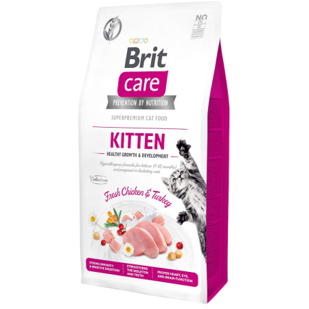 Brit Care Cat Grain-Free Kitten Healthy Growth & Development — повнораціонний беззерновий сухий корм для кошенят, вагітних і годуючих кішок, 7 кг Brit Care Cat Grain-Free Kitten Healthy Growth & Development — повнораціонний беззерновий сухий корм для кошенят, вагітних і годуючих кішок, 7 кг