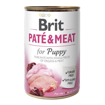 Brit Paté & Meat Puppy з куркою та індичкою – Повнораціонний вологий корм у вигляді паштету для цуценят та молодих собак, 400 г Brit Paté & Meat Puppy з куркою та індичкою – Повнораціонний вологий корм у вигляді паштету для цуценят та молодих собак, 400 г