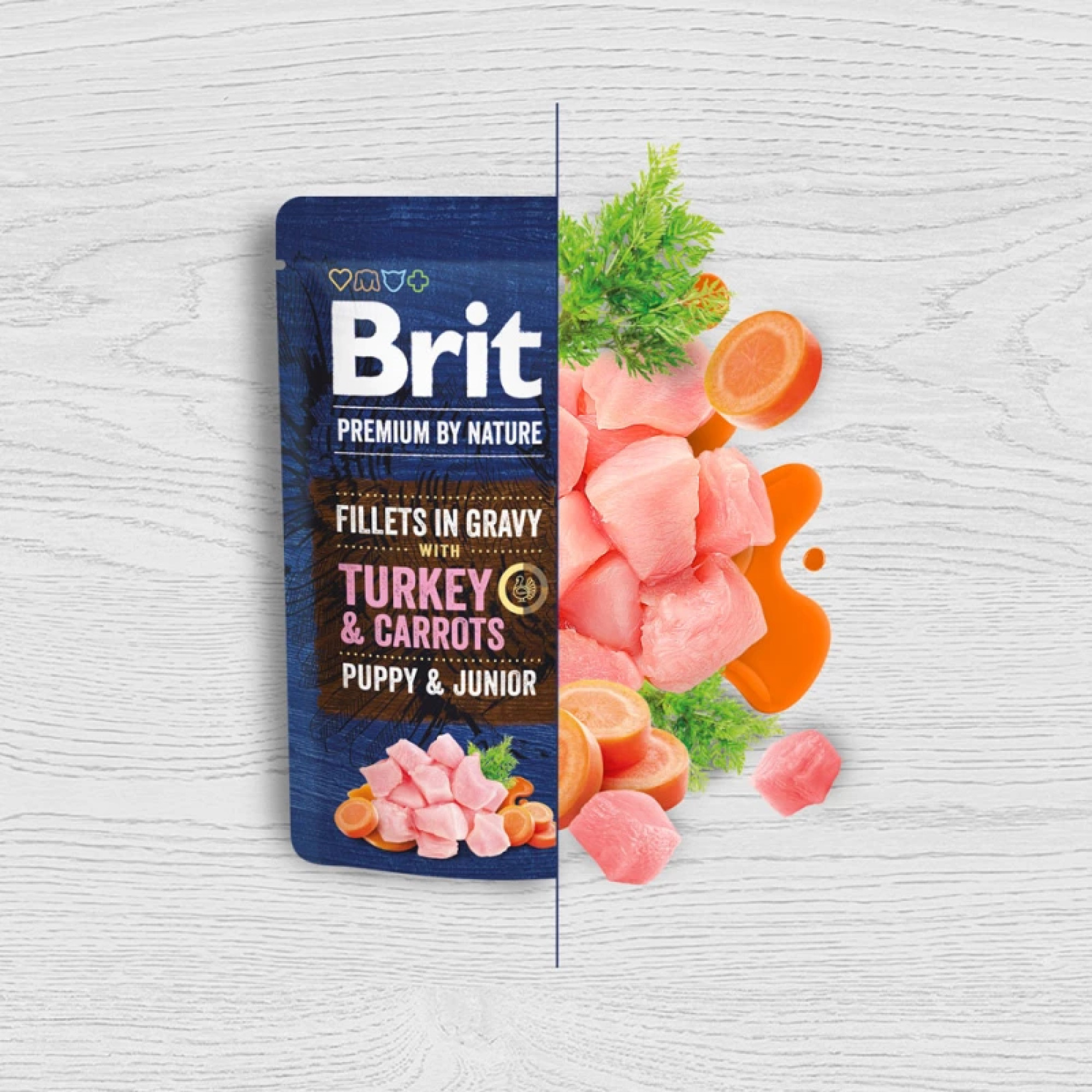 Brit Premium Fillets in Gravy Turkey and Carrots Puppy: Філе індички та морква в соусі для цуценят малих порід, 85 г