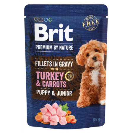 Brit Premium Fillets in Gravy Turkey and Carrots Puppy: Філе індички та морква в соусі для цуценят малих порід, 85 г Brit Premium Fillets in Gravy Turkey and Carrots Puppy: Філе індички та морква в соусі для цуценят малих порід, 85 г