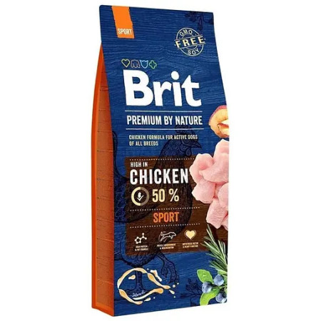 Brit Premium Dog Sport: Для дорослих собак усіх порід з високими витратами енергії з куркою, 15 кг