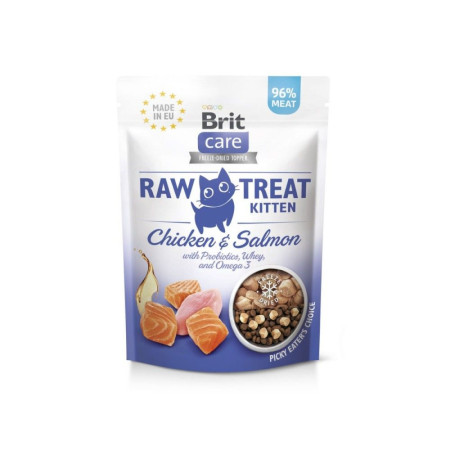 Ласощі Brit Raw Treat Freeze-dried Kitten: Курятина та лосось для кошенят, 40 г Ласощі Brit Raw Treat Freeze-dried Kitten: Курятина та лосось для кошенят, 40 г