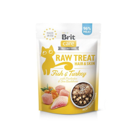 Ласощі Brit Raw Treat Freeze-dried Hair&Skin: Здорова шкіра та блискуча шерсть у котів, 40 г Ласощі Brit Raw Treat Freeze-dried Hair&Skin: Здорова шкіра та блискуча шерсть у котів, 40 г