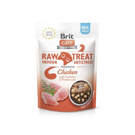 Ласощі Brit Raw Treat Freeze-dried Indoor & Antistress: для зменшення стерсу у домашніх котів з куркою, 40 г Ласощі Brit Raw Treat Freeze-dried Indoor & Antistress: для зменшення стерсу у домашніх котів з куркою, 40 г
