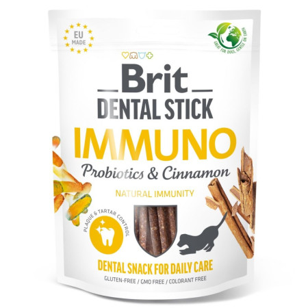Ласощі Brit Dental Stick Immuno: Пробіотики та кориця для міцного імунітету дорослих собак, 7 шт, 251 г Ласощі Brit Dental Stick Immuno: Пробіотики та кориця для міцного імунітету дорослих собак, 7 шт, 251 г