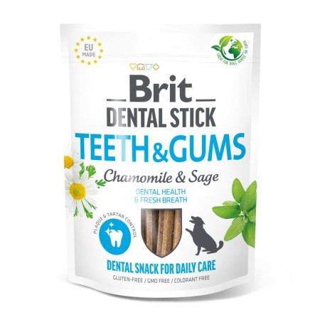 Ласощі Brit Dental Stick Teeth and Gums: Ромашка та шавлія для здоров'я ясен і зубів дорослих собак, 7 шт, 251 г Ласощі Brit Dental Stick Teeth and Gums: Ромашка та шавлія для здоров'я ясен і зубів дорослих собак, 7 шт, 251 г