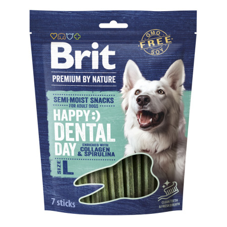 Ласощі Brit Premium Dental Snacks L: зубні палички для великих собак з колагеном і спіруліною, 250 г Ласощі Brit Premium Dental Snacks L: зубні палички для великих собак з колагеном і спіруліною, 250 г