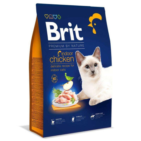 Brit Premium by Nature Cat Indoor: Для дорослих домашніх котів з куркою, 8 кг
