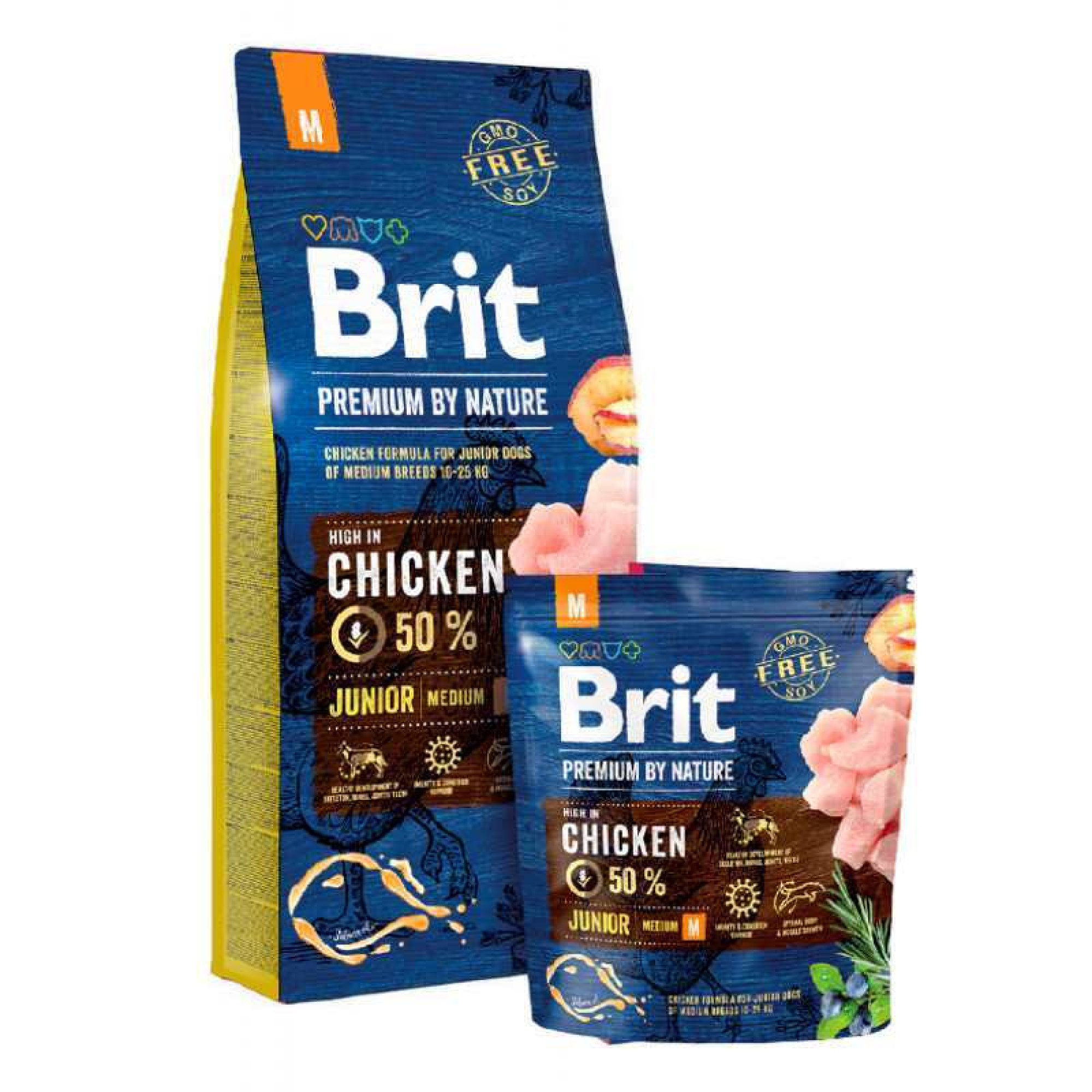 Brit Premium Dog Junior M: Для цуценят та молодих собак середніх порід (1-12 місяців, 10-25 кг) з куркою, 3 кг