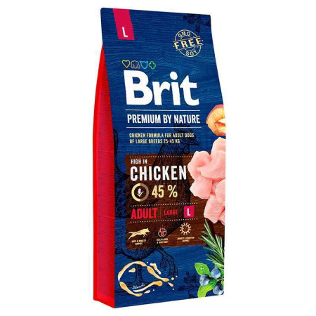 Brit Premium Dog Adult L: Для дорослих собак великих порід вагою 25-45 кг з куркою, 15 кг