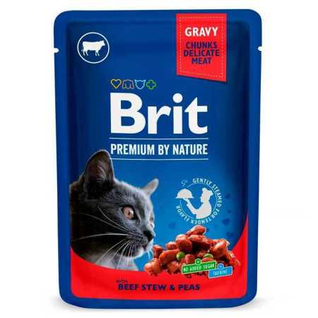 Brit Premium Cat Beef Stew & Peas pouch: З тушкованою яловичиною та горошком для котів, 100 г Brit Premium Cat Beef Stew & Peas pouch: З тушкованою яловичиною та горошком для котів, 100 г