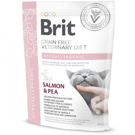 Brit Grain Free Veterinary Diets Hypoallergenic: Для котів з харчовою алергією та непереносимістю, 400 г Brit Grain Free Veterinary Diets Hypoallergenic: Для котів з харчовою алергією та непереносимістю, 400 г
