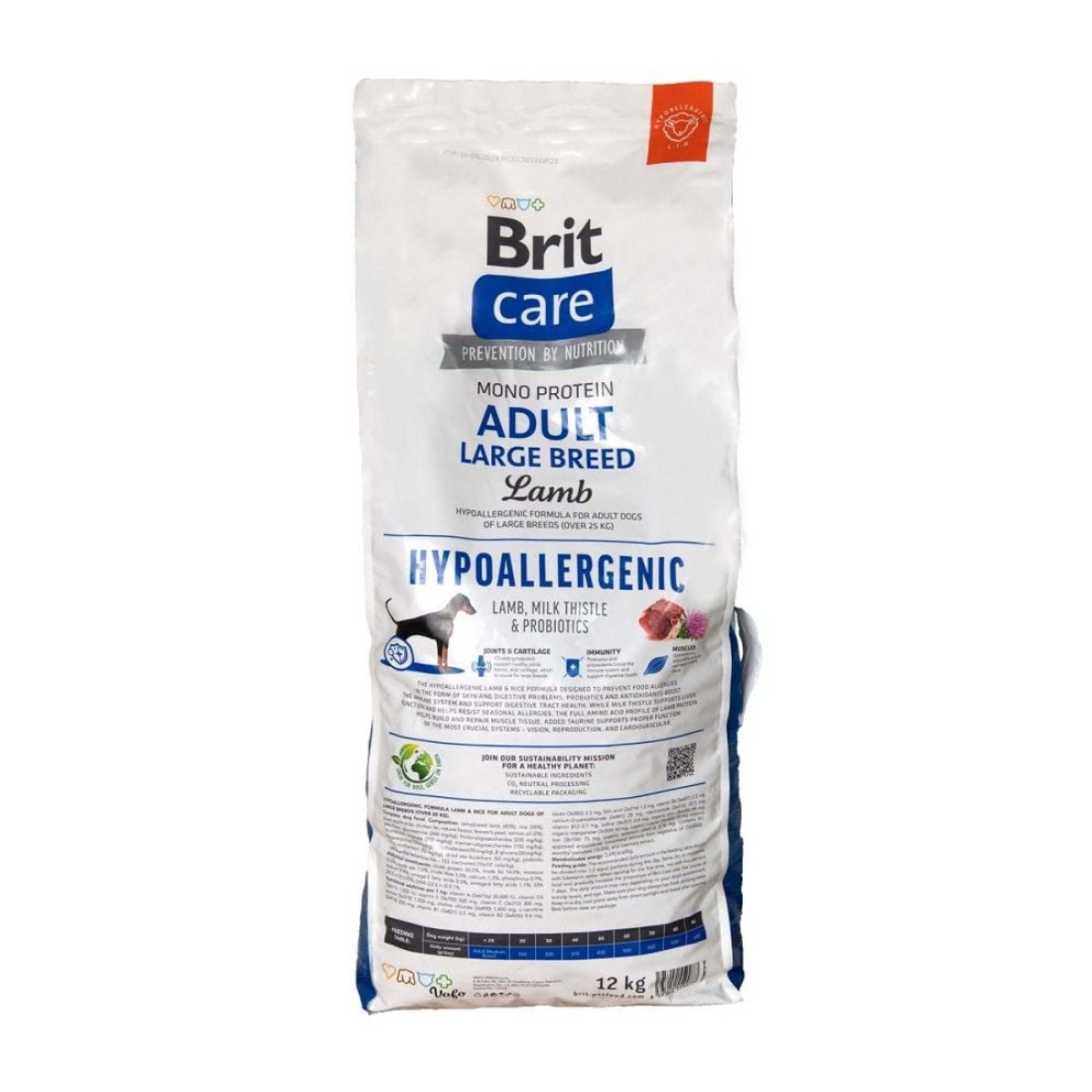 Brit Care Hypoallergenic Adult Large Breed Lamb - Сухий гіпоалергенний корм суперпреміум-класу з ягням та рисом для дорослих собак великих порід, 12 кг