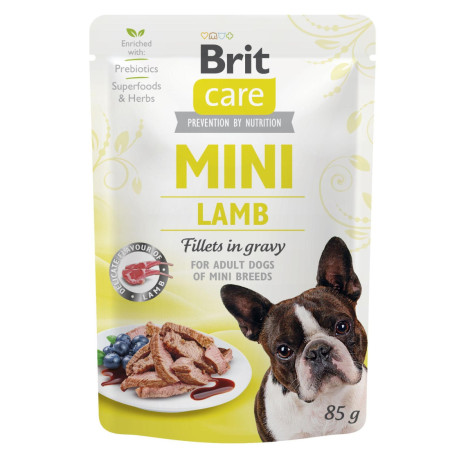 Brit Care Dog Mini Fillets In Gravy з ягням – Повнораціонний вологий суперпреміум корм з філе ягняти у соусі для дорослих собак дрібних та мініатюрних порід, 85 г Brit Care Dog Mini Fillets In Gravy з ягням – Повнораціонний вологий суперпреміум корм з філе ягняти у соусі для дорослих собак дрібних та мініатюрних порід, 85 г