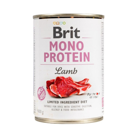 Brit Mono Protein Dog з ягням – Повнораціонний монопротеїновий вологий корм з ягням для собак з чутливим травленням, 400 г Brit Mono Protein Dog з ягням – Повнораціонний монопротеїновий вологий корм з ягням для собак з чутливим травленням, 400 г