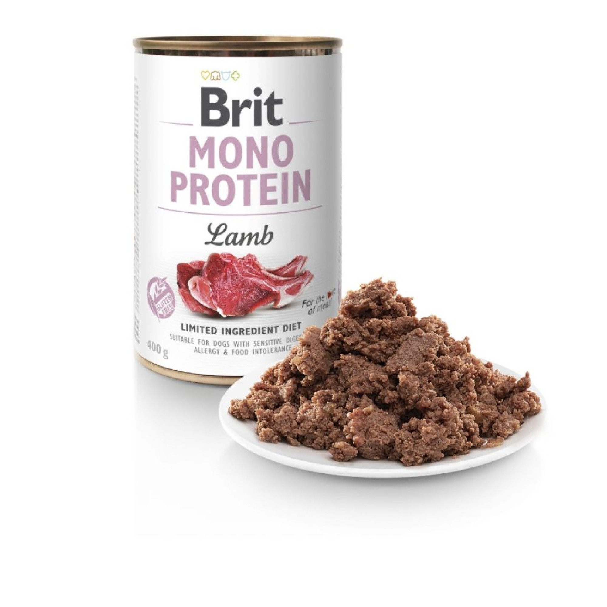 Brit Mono Protein Dog з ягням – Повнораціонний монопротеїновий вологий корм з ягням для собак з чутливим травленням, 400 г