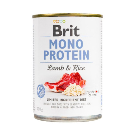 Brit Mono Protein Dog з ягням і рисом – Повнораціонний монопротеїновий вологий корм з ягням та рисом для собак з чутливим травленням, 400 г Brit Mono Protein Dog з ягням і рисом – Повнораціонний монопротеїновий вологий корм з ягням та рисом для собак з чутливим травленням, 400 г