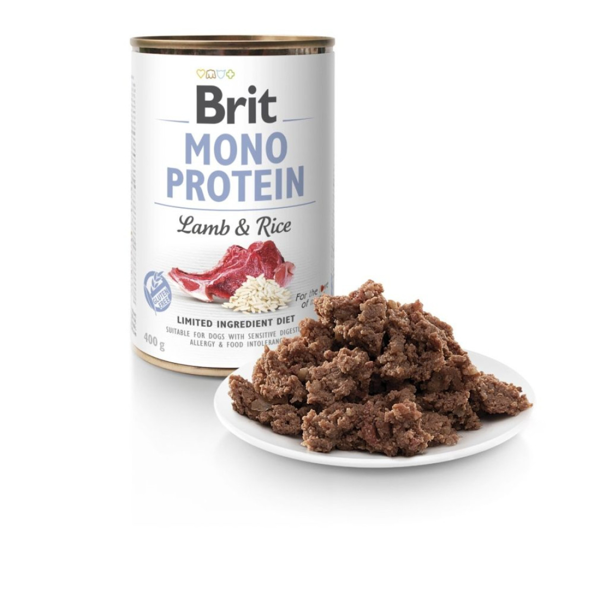 Brit Mono Protein Dog з ягням і рисом – Повнораціонний монопротеїновий вологий корм з ягням та рисом для собак з чутливим травленням, 400 г