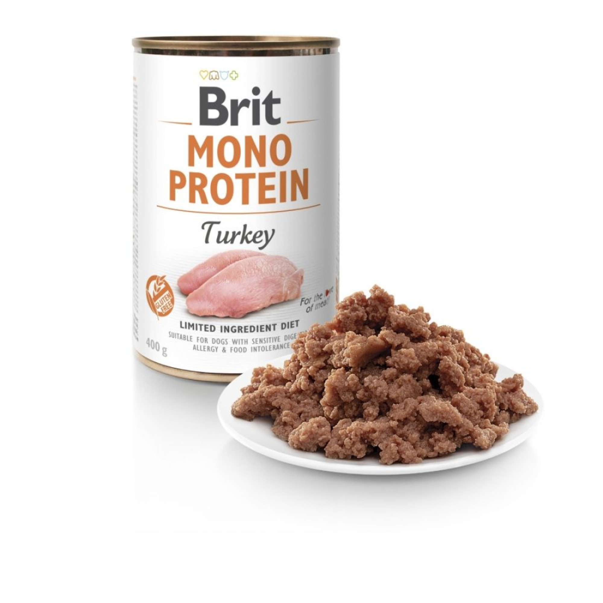 Brit Mono Protein Dog з індичкою – Повнораціонний монопротеїновий вологий корм з індичкою для собак з чутливим травленням, 400 г