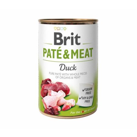 Brit Paté & Meat Dog з качкою – Повнораціонний вологий корм у вигляді паштету для дорослих собак, 400 г Brit Paté & Meat Dog з качкою – Повнораціонний вологий корм у вигляді паштету для дорослих собак, 400 г
