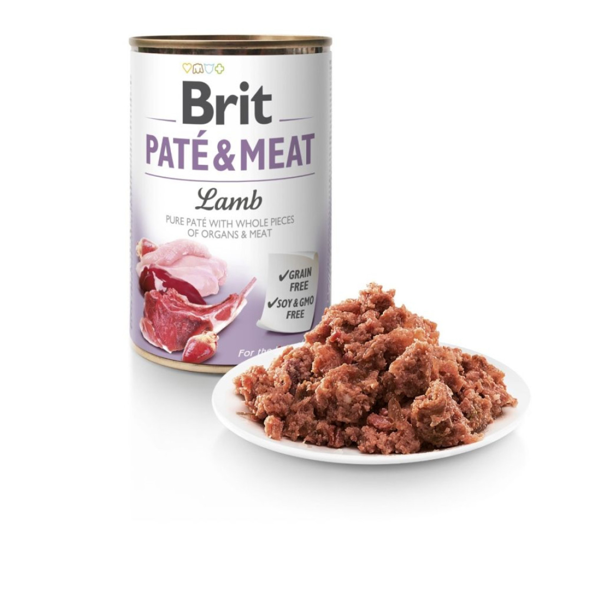 Brit Pate & Meat Dog з ягням – Повнораціонний вологий корм у вигляді паштету зі шматочками м'яса ягняти для дорослих собак, 400 г