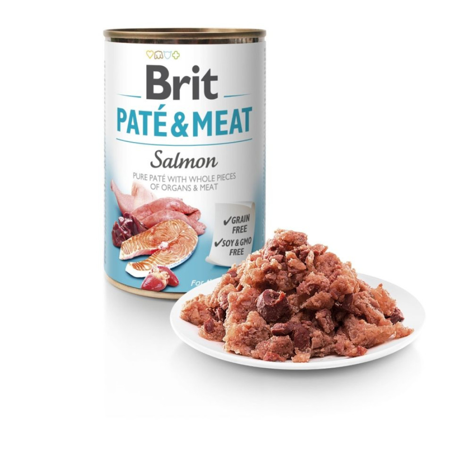 Brit Paté & Meat Dog з лососем – Повнораціонний вологий корм у вигляді паштету для дорослих собак, 400 г