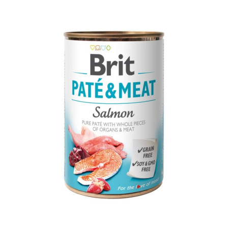Brit Paté & Meat Dog з лососем – Повнораціонний вологий корм у вигляді паштету для дорослих собак, 400 г Brit Paté & Meat Dog з лососем – Повнораціонний вологий корм у вигляді паштету для дорослих собак, 400 г