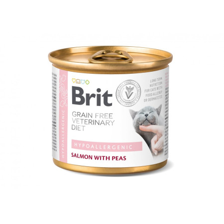 Brit Grain Free Veterinary Diets Hypoallergenic: гіпоалергенний для котів з лососем і зеленим горошком, 200 г Brit Grain Free Veterinary Diets Hypoallergenic: гіпоалергенний для котів з лососем і зеленим горошком, 200 г