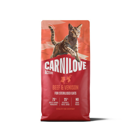 Корм сухой Carnilove Active Beef & Venison Sterilised для стерилизованных кошек говядина и оленина 6 кг