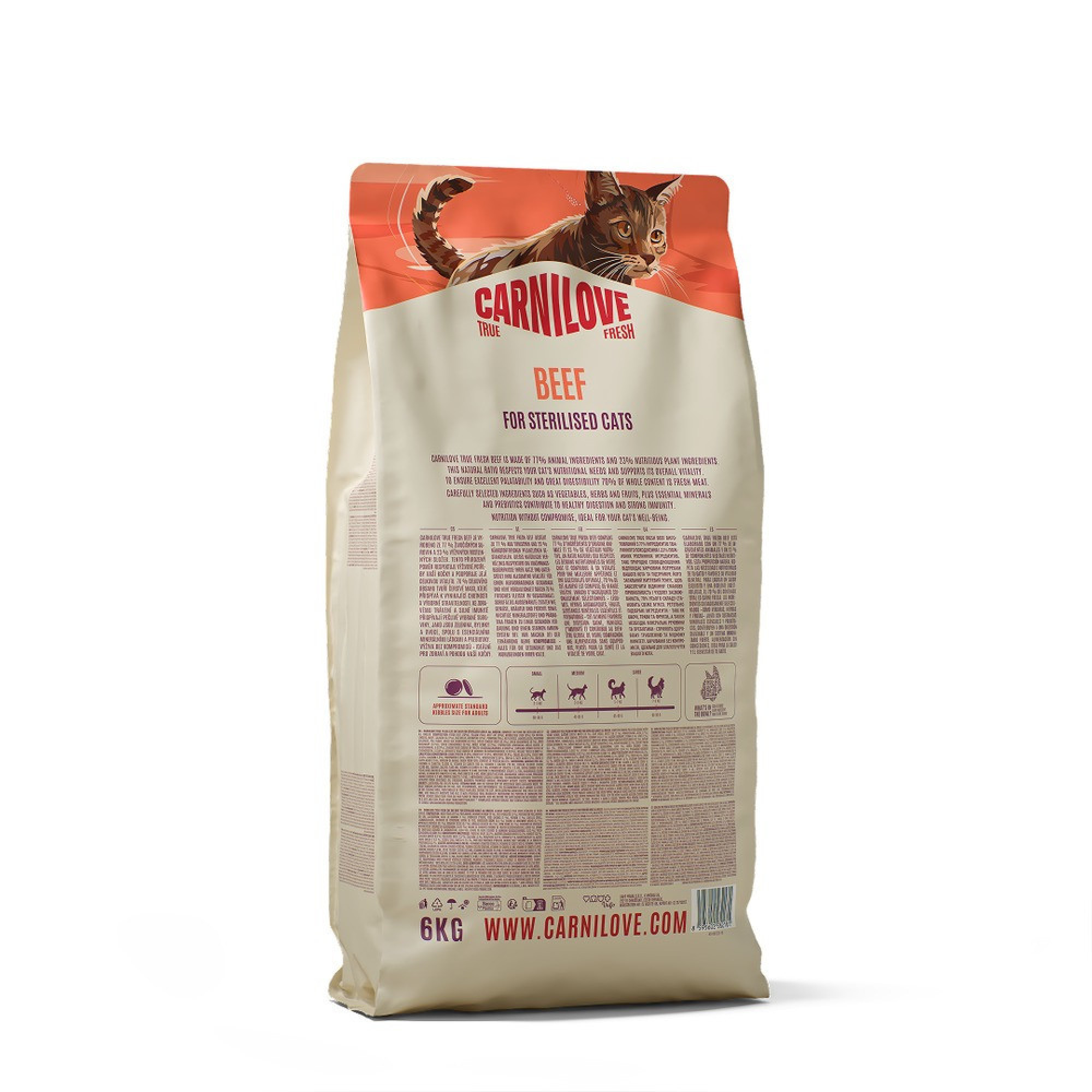 Корм сухой Carnilove True Fresh Beef Sterilised для стерилизованных кошек говядина 6 кг