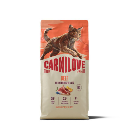 Корм сухой Carnilove True Fresh Beef Sterilised для стерилизованных кошек говядина 6 кг