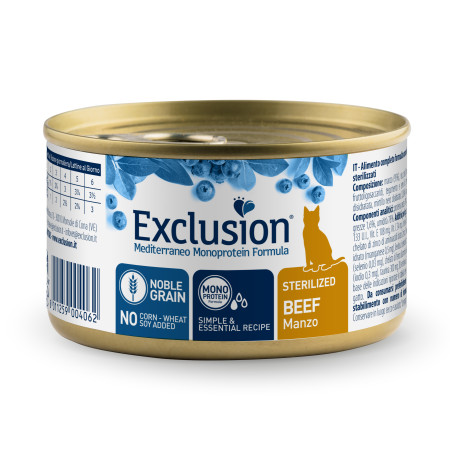 Exclusion Noble Grain Cat Sterilized Beef Cans – вологий корм з яловичиною для стерилізованих котів Exclusion Noble Grain Cat Sterilized Beef Cans – вологий корм з яловичиною для стерилізованих котів