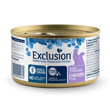Exclusion Noble Grain Cat Giant Sterilized Chicken Cans – вологий корм з куркою для стерилізованих котів великих порід Exclusion Noble Grain Cat Giant Sterilized Chicken Cans – вологий корм з куркою для стерилізованих котів великих порід