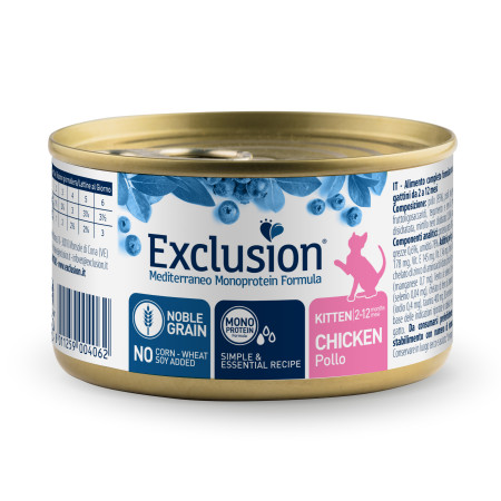 Exclusion Noble Grain Kitten Chicken Cans – вологий корм з куркою для кошенят Exclusion Noble Grain Kitten Chicken Cans – вологий корм з куркою для кошенят